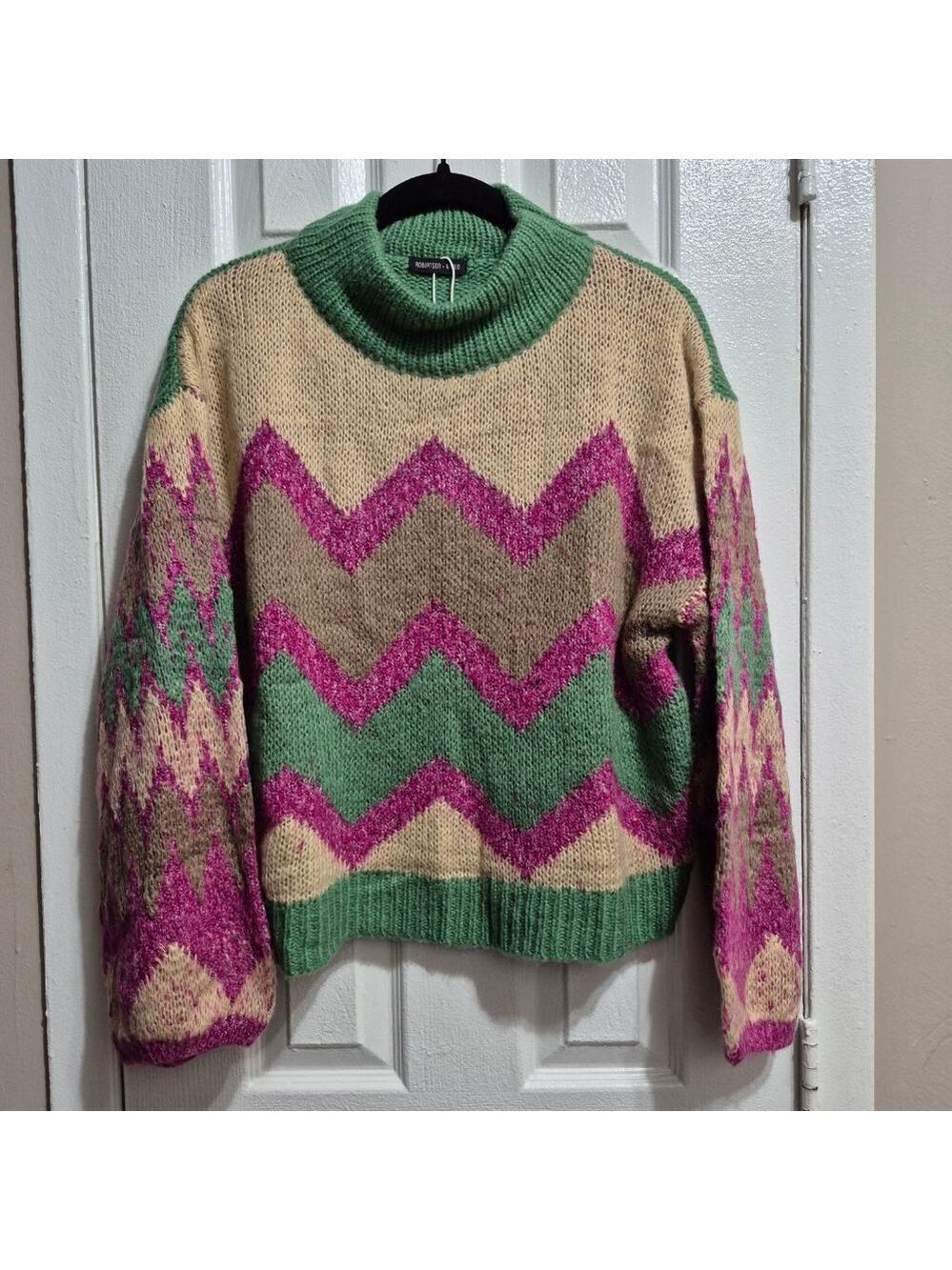 Women's Robertson + Rodeo M Ziggy Cowl Neck Sweater Green Beige